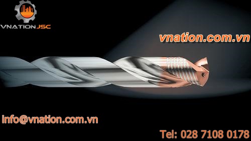 solid drilling tool / carbide / with internal coolant / helical