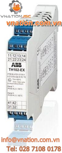 DIN rail mount temperature transmitter / RTD / HART / programmable