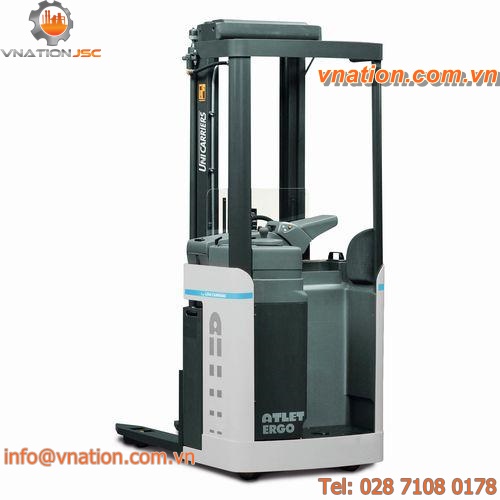 electric stacker truck / stand-on / for pallets / transport