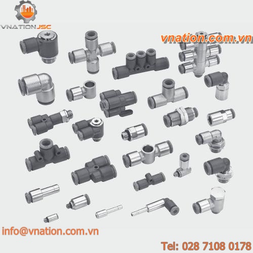 push-in fitting / brass / for pipes / for compressed air