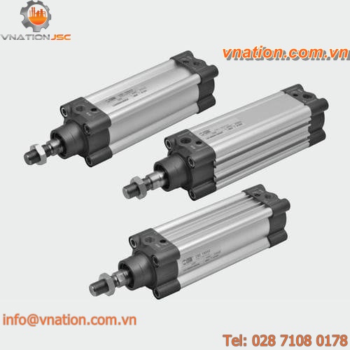 pneumatic cylinder / with piston rod / double-acting / single-acting