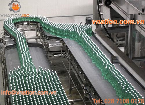 chain conveyor / bottle / stainless steel / horizontal