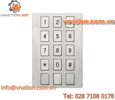 15-keys keypad / panel-mount / rubber / stainless steel