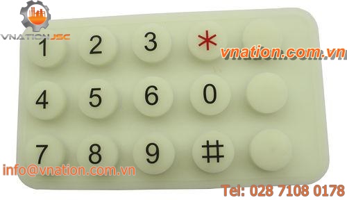 15-keys keypad / surface-mount / top panel mounting / silicone rubber