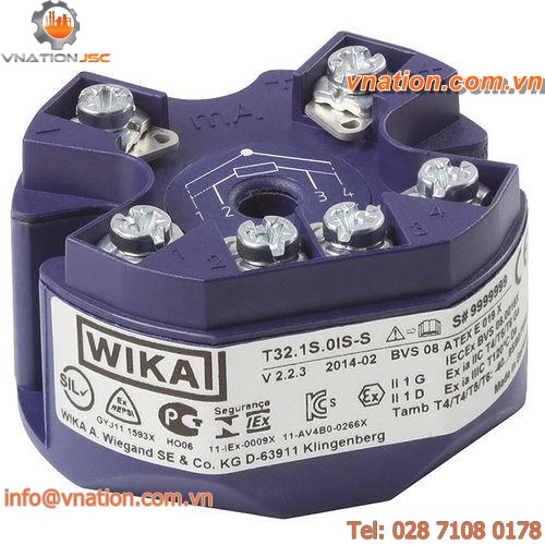 DIN rail mount temperature transmitter / digital / potentiometer / process