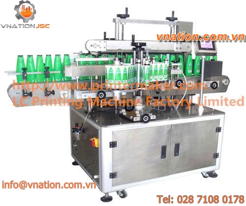 double-sided labelling machine / linear / for containers / high-speed