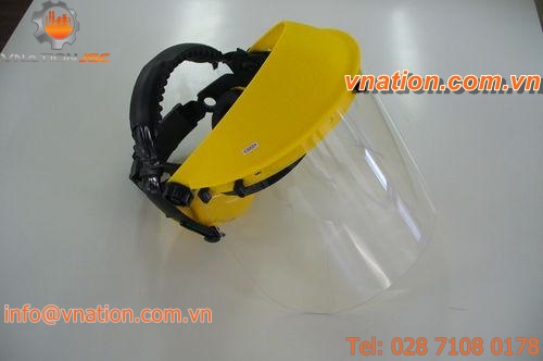face shield / for soda blasting application / with hearing protection
