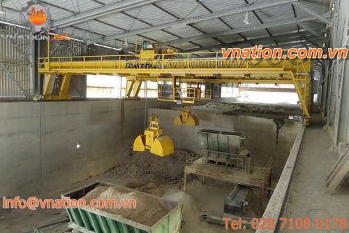 single-girder overhead crane / for bulk materials