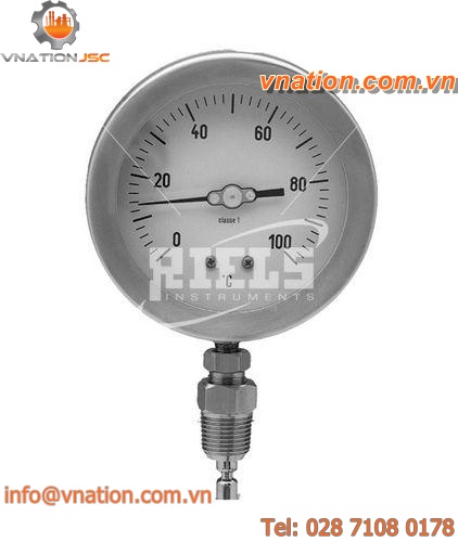 dial thermometer / gas / insertion / stainless steel