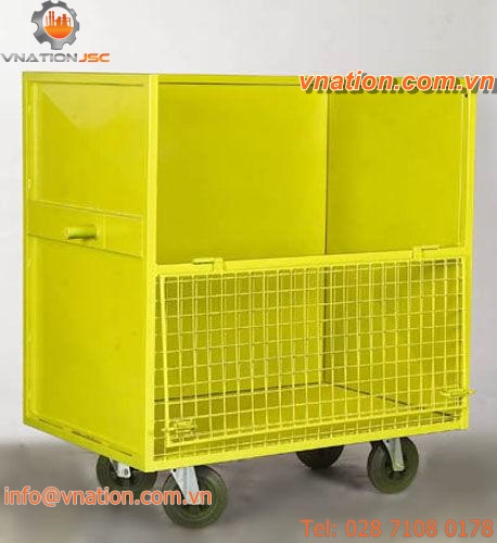 sheet steel waste bin / industrial waste / 4-wheel / recycling