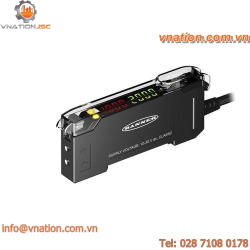 fiber optic photoelectric sensor / reflex type / rectangular / red light
