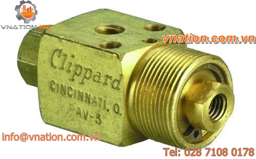poppet valve / pneumatic / compact / brass