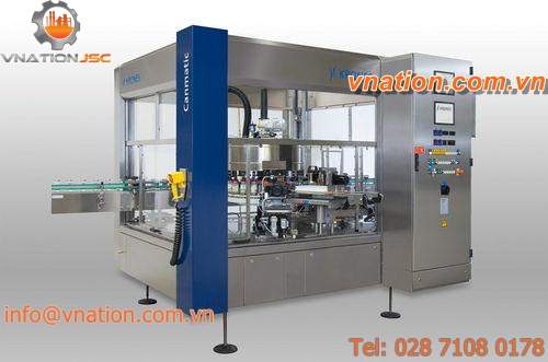 rotary labelling machine / hot-melt glue / for cylindrical products / bottle