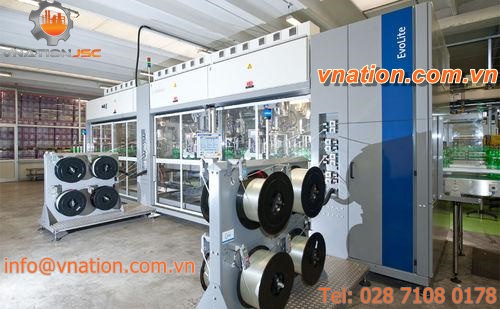 horizontal strapping machine / cardboard box / for bottle packs / automatic