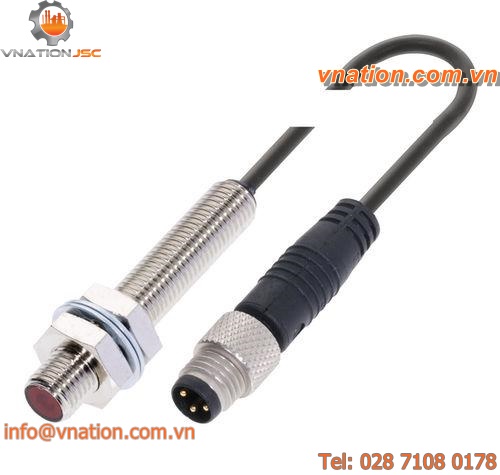 through-beam photoelectric sensor / with background suppression / cylindrical / red light