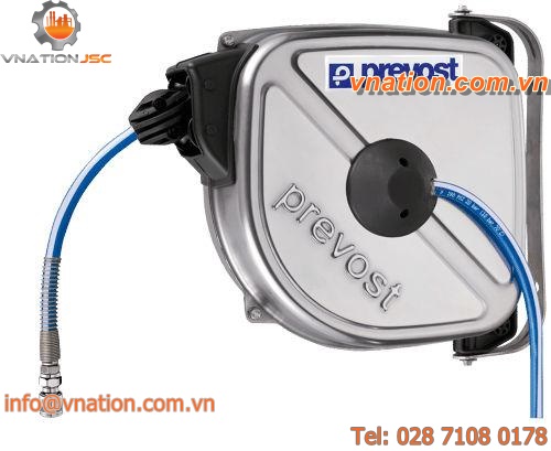 hose reel / enclosed / for water / stainless steel