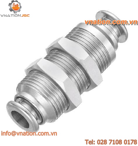 bulkhead fitting / push-in / straight / nickel-plated brass