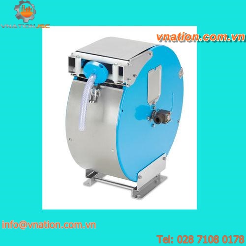 hose reel / fixed / swiveling / enclosed