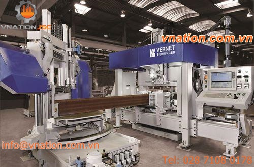 CNC drilling line / for structural profiles / 3-spindle