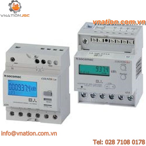 electric energy meter / DIN rail / three-phase / with LCD display