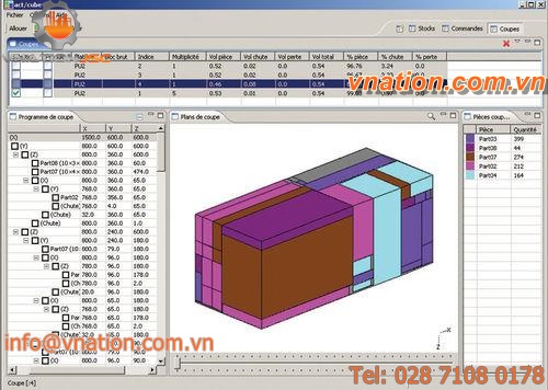 3D nesting software for volume cutting (foam, stone...)