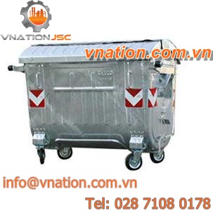 galvanized steel waste container / for urban waste / with lid / 4-wheel