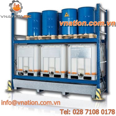 two floor shelving / pallet / for drums with retention tank