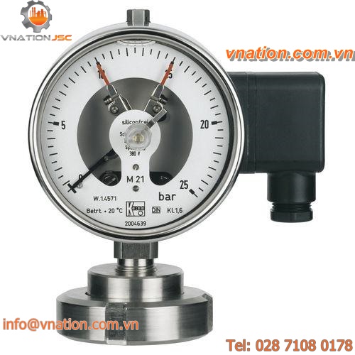 pressure gauge / Bourdon tube / dial / aluminum / with diaphragm seal