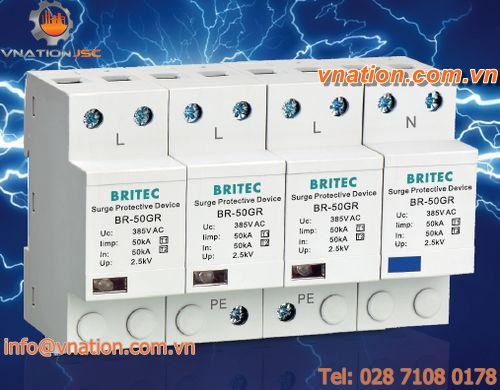 type 1 surge arrester / DIN rail / for electrical installations / three-phase