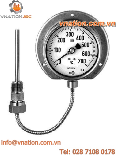 dial thermometer / gas expansion with capillary / screw-in / industrial