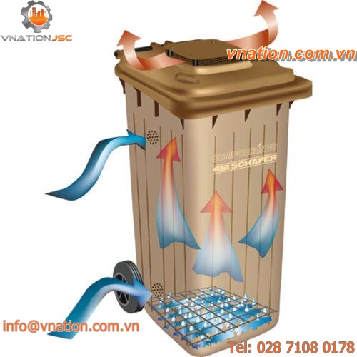 plastic waste container / industrial waste / 2-wheel / with ventilation system