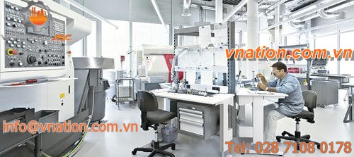 height-adjustable workstation / ergonomic / tilting / assembly