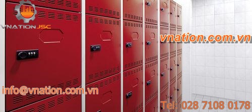 storage cabinet / secure / free-standing / with compartments