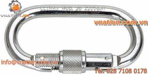 locking carabiner / zinc-plated steel / oval